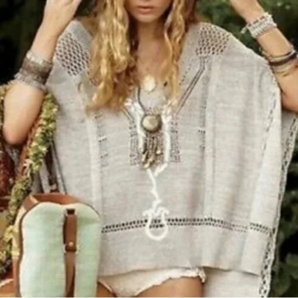 Free People Precious Pointelle Knit Poncho - XS